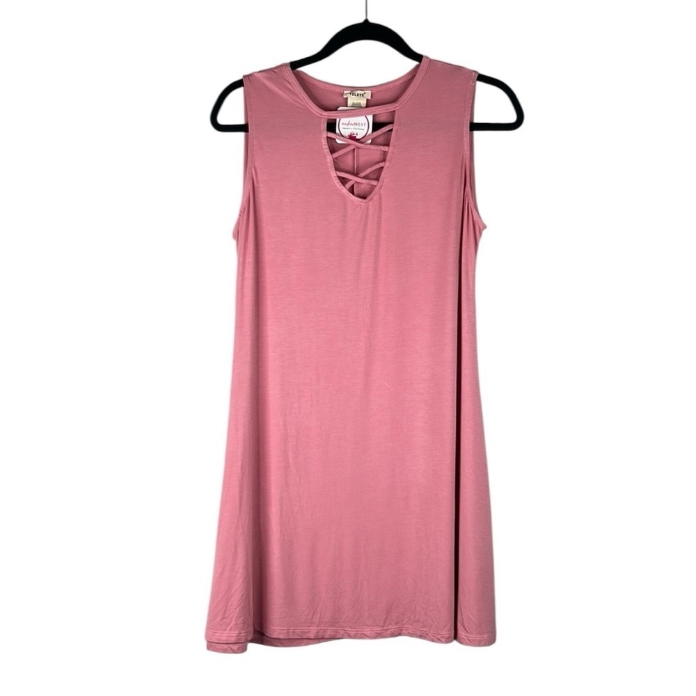 Yelete Pink Sleeveless Summer Spring Vacation Casual Flowy Dress Size Medium New